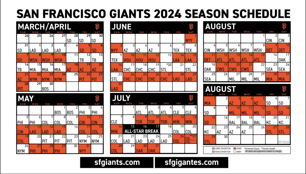 Giants announce tentative 2024 regular season schedule KNBR