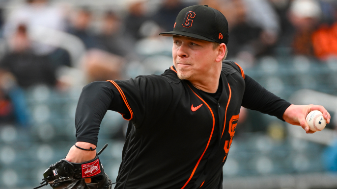 Kyle Harrison of the San Francisco Giants pitches in his MLB debut