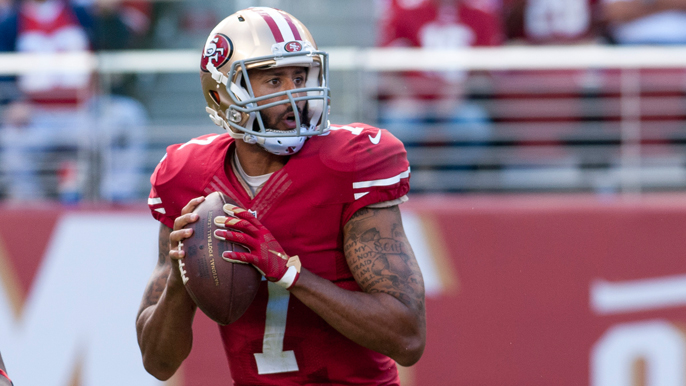 Colin Kaepernick's arrival at Broncos HQ, still in a 49ers jersey