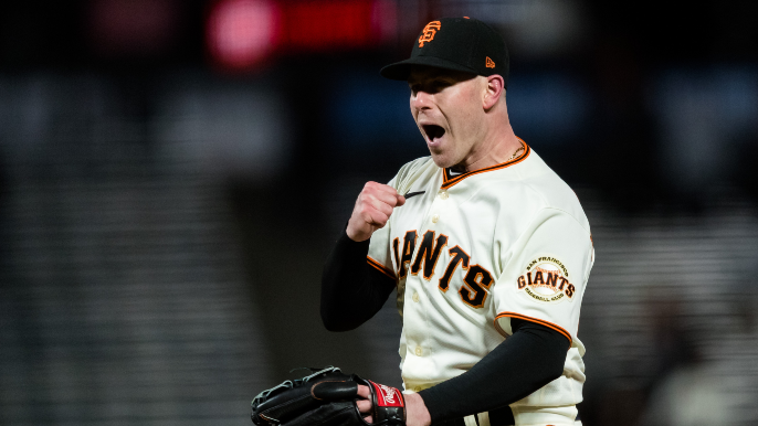 Anthony DeSclafani of the San Francisco Giants is taken out of the