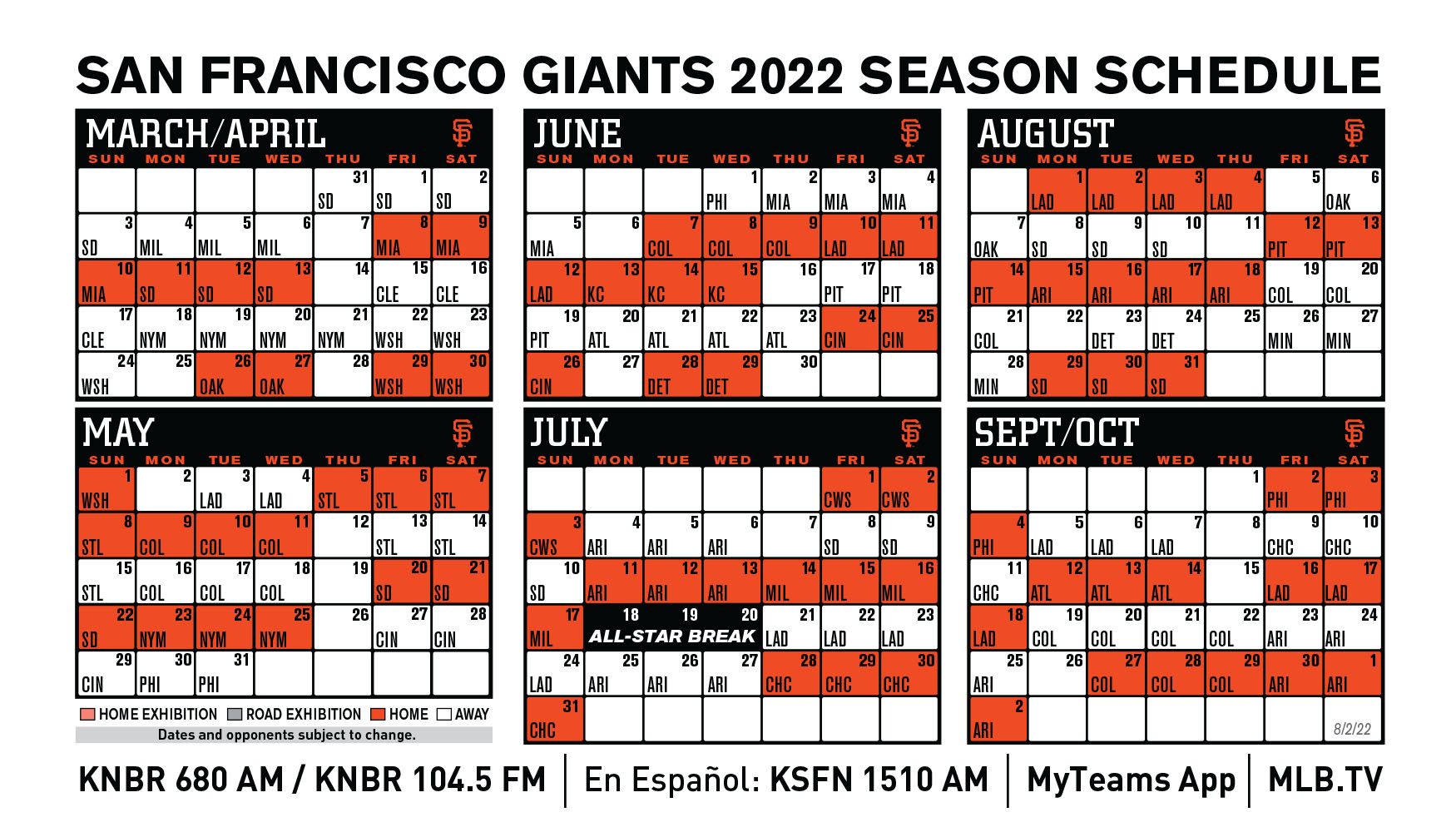 Tentative 2022 Giants schedule released; open season on the road again