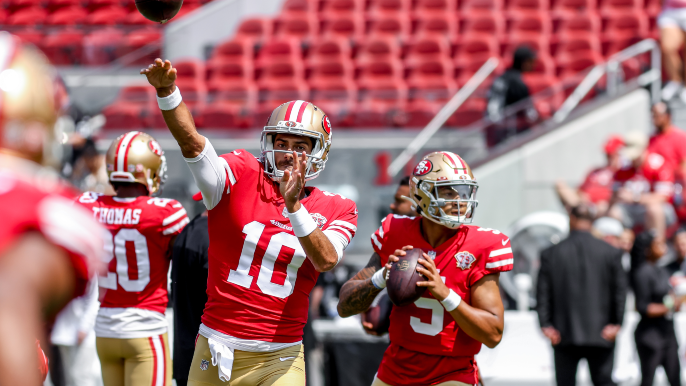 Matt Maiocco on X: The #49ers unveil uniform updates of saloon font in the  front and three stripes on the sleeves.  / X