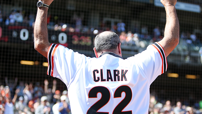 Will Clark Autographed San Francisco Giants Jersey Inscribed Thrill, 89  NLCS MVP, 6x AS, 91 GG, 2x SS, Giants HOF